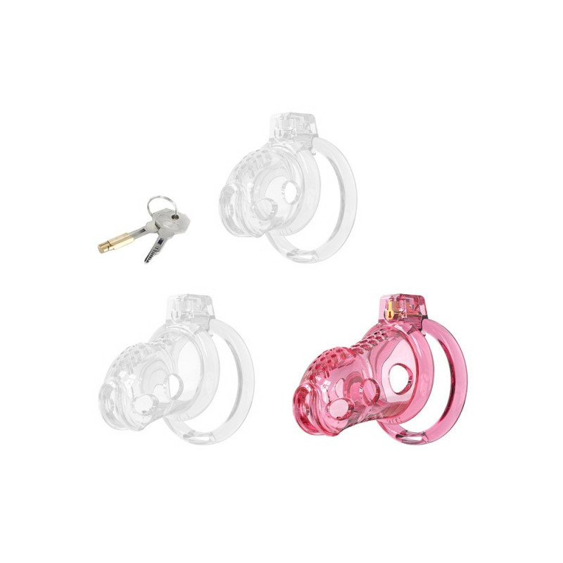 CockLock Cage de Chasteté Silicone LOCK HOLE L 8.5 x 4cm Rose